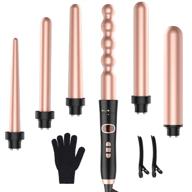 🌹 rose golden 6-in-1 curling wand set with instant heat-up, adjustable led temperature, heat protective glove & 2 hair clips - 0.5'' to 1.25'' curling iron logo