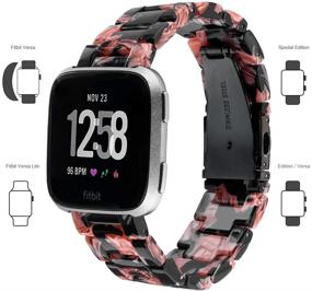 img 3 attached to Совместимые с Fitbit Versa/Versa 2/Versa Lite ремешки из смолы для смарт-часов в стиле моды FIANO для замены, предназначенные для женщин и мужчин (черная роза)