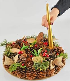 img 3 attached to 🕯️ Christmas Pinecone Candle Holder Wreath by HOME-X, Artificial Advent Wreath Décor with Red Berry Accents, 15-inch Diameter for Winter Home Decorations