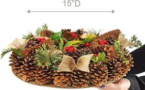 img 2 attached to 🕯️ Christmas Pinecone Candle Holder Wreath by HOME-X, Artificial Advent Wreath Décor with Red Berry Accents, 15-inch Diameter for Winter Home Decorations