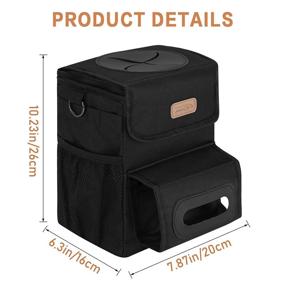 img 1 attached to 🚗 Large Foldable Car Trash Can with Lid and Adjustable Tissue Holder - Leak-Proof Automotive Garbage Bin (2.1 Gallon/7.95 L) - Ideal for Travel, Outdoor Activities, and Vehicles - Black