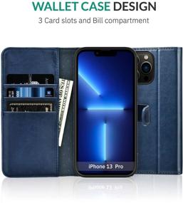 img 1 attached to KILINO Wallet Case For IPhone 13 Pro 5G [RFID Blocking] [PU Leather] [Shock-Absorbent Bumper] [Card Slots] [Kickstand] [Magnetic Closure] Flip Folio Cover For IPhone 13 Pro 5G (Blue)