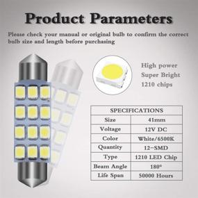 img 3 attached to 🚗 Светодиодные лампы LEDKINGDOMUS 578 212-2 4 шт. Лампа с балоконом 41 мм 42 мм 12SMD 1210 Чипсет 6000K белый Внутреннее световое исполнение карты двери купола 560 211 211-2 214-2 - Качественные светодиодные лампы для автомобильных салонов