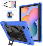 📱 kowauri heavy duty case for samsung galaxy tab s6 lite 10.4inch 2020 model - rugged drop proof shockproof cover with stand, hand strap & shoulder strap (blue black) logo