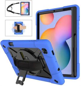 img 4 attached to 📱 Kowauri Heavy Duty Case for Samsung Galaxy Tab S6 Lite 10.4inch 2020 Model - Rugged Drop Proof Shockproof Cover with Stand, Hand Strap & Shoulder Strap (Blue Black)