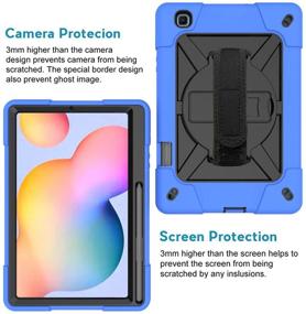 img 2 attached to 📱 Kowauri Heavy Duty Case for Samsung Galaxy Tab S6 Lite 10.4inch 2020 Model - Rugged Drop Proof Shockproof Cover with Stand, Hand Strap & Shoulder Strap (Blue Black)