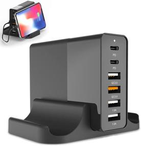 img 4 attached to 🔌 High-Speed USB C Charger Hub, 75W 6-Port USB Charging Station with Dual 65W PD 3.0 USB C Ports – Ideal for MacBook Pro/Max, iPhone 13/13 Pro, Android Smartphone, Tablet, Smart Watch, and AirPods