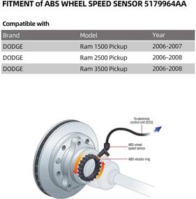 img 3 attached to Передний левый или правый датчик скорости вращения колеса ABS 5179964AA SU9954 5S8492 ALS2242 - Совместим с Dodge Ram 1500 Pickup (2006-2007), Ram 2500 Pickup (2006-2008), Ram 3500 Pickup (2006-2008) - Подходит для заднего привода.