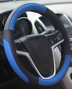 img 1 attached to Mayco Bell Car Steering Wheel Cover 15 Inches Comfort Durability Safety (Black Blue)