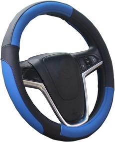 img 4 attached to Mayco Bell Car Steering Wheel Cover 15 Inches Comfort Durability Safety (Black Blue)