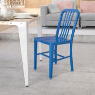 commercial grade blue metal indoor-outdoor chair by flash furniture: durable and stylish seating solution logo