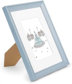 img 1 attached to 🖼️ EDGWOOD Blue Wood Picture Frame: Real Glass, Flat Design, Matted for 5x7 Photos, Wall/Tabletop Display - 8x10 Size