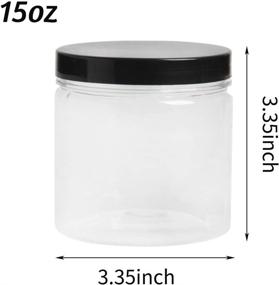 img 3 attached to 🍯 6-Pack 15 oz Round Clear Plastic Jars With Black Lids - Airtight Containers for Kitchen & Household Food Storage of Dry Goods, Honey, Nuts, and More | SBYURE