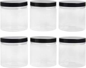 img 4 attached to 🍯 6-Pack 15 oz Round Clear Plastic Jars With Black Lids - Airtight Containers for Kitchen & Household Food Storage of Dry Goods, Honey, Nuts, and More | SBYURE