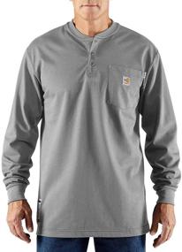 img 1 attached to 👕 Durable and Comfortable Carhartt Resistant Cotton Sleeve Henley for All-Day Protection