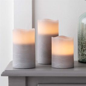 img 2 attached to 🕯️ Enhance Your Ambience with Lights4fun, Inc. Set of 3 Gray Wax Battery Operated Flameless LED Pillar Candles: Remote Controlled Elegance