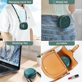 img 3 attached to 💚 USB Rechargeable Necklace Fan: Portable & Powerful Cooling Device for Back Neck Face, Adjustable Speeds, Hands-Free, Quiet Mini Fan Ideal for Outdoor Travel and Office Use (Dark Green)