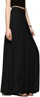 tanming women's stylish elastic high waist floral lace a-line maxi long skirts logo