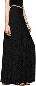 img 1 attached to Tanming Women's Stylish Elastic High Waist Floral Lace A-Line Maxi Long Skirts