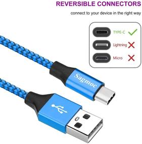 img 3 attached to 🔌 Sagmoc Type C Charger Cable Blue - USB C Rapid Charging Cord Nylon Braided【4 Pack】2X10FT 6FT 2FT for Samsung S10 S9 S8 Plus, Note 8, LG G6 G5 V30 V20, Google Pixel/XL, Moto Z/Z2 (Sapphire Blue): Premium Quality and Versatile Compatibility!
