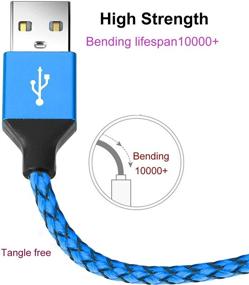 img 1 attached to 🔌 Sagmoc Type C Charger Cable Blue - USB C Rapid Charging Cord Nylon Braided【4 Pack】2X10FT 6FT 2FT for Samsung S10 S9 S8 Plus, Note 8, LG G6 G5 V30 V20, Google Pixel/XL, Moto Z/Z2 (Sapphire Blue): Premium Quality and Versatile Compatibility!