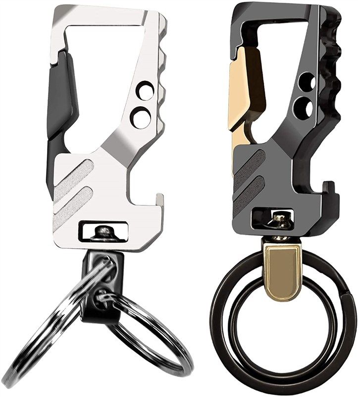 Idakekiy Key Chain Quick Release Spring with 4 Key Rings Heavy