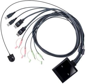 img 3 attached to Monoprice 2-Port USB DisplayPort Cable KVM Switch with 🔌 Remote Port Selector - Supports 4096X2160@30Hz, Microphone, Speakers - 138294