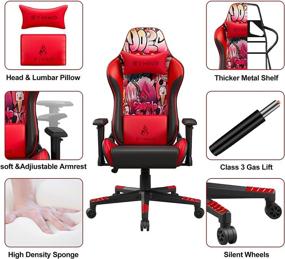 img 2 attached to 🕹️ Symino Racing Style Gaming Chair - Ergonomic PC Chair with 3D Armrest, Graffiti PU Leather Design - Ideal for Office Use