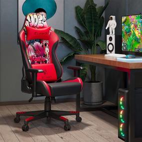 img 3 attached to 🕹️ Symino Racing Style Gaming Chair - Ergonomic PC Chair with 3D Armrest, Graffiti PU Leather Design - Ideal for Office Use