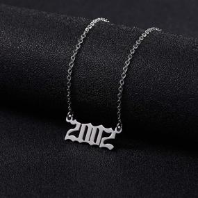 img 2 attached to 📿 RINHOO Stainless Steel Silver Number Pendant Necklace, Personalized Birth Year Necklace Chain, Women's Girl's Jewelry