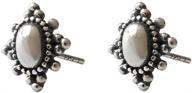 💎 925 sterling silver vintage beaded small stud earrings for women, girls, men - boho tiny ball beads studs tragus post - hypoallergenic & oxidized - personalized punk jewelry logo