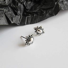 img 1 attached to 💎 925 Sterling Silver Vintage Beaded Small Stud Earrings for Women, Girls, Men - Boho Tiny Ball Beads Studs Tragus Post - Hypoallergenic & Oxidized - Personalized Punk Jewelry