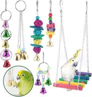 🐦 keadic assorted parrot toys - hanging shredding swing chew toys with bell for bird cage - hammock toy suitable for parakeets, cockatiels, conures, finch, love birds logo