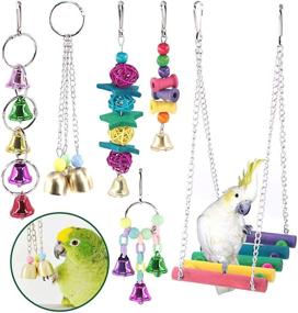 img 4 attached to 🐦 Keadic Assorted Parrot Toys - Hanging Shredding Swing Chew Toys with Bell for Bird Cage - Hammock Toy Suitable for Parakeets, Cockatiels, Conures, Finch, Love Birds