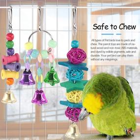 img 3 attached to 🐦 Keadic Assorted Parrot Toys - Hanging Shredding Swing Chew Toys with Bell for Bird Cage - Hammock Toy Suitable for Parakeets, Cockatiels, Conures, Finch, Love Birds