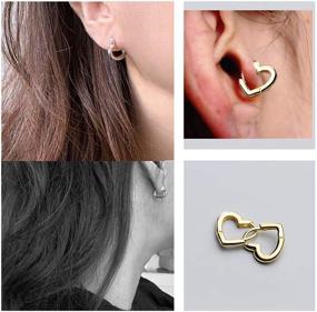 img 2 attached to 💞 Dainty Love Heart Shaped Small Hoop Sleeper Earrings for Women Girls - S925 Sterling Silver 14K Gold Plated Daith Heart Cartilage Tragus Cute Minimalist Hoops Jewelry - Valentine's Day Gift Best Friend