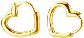 img 4 attached to 💞 Dainty Love Heart Shaped Small Hoop Sleeper Earrings for Women Girls - S925 Sterling Silver 14K Gold Plated Daith Heart Cartilage Tragus Cute Minimalist Hoops Jewelry - Valentine's Day Gift Best Friend