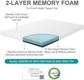 img 3 attached to 🛏️ TEKAMON 3-Inch Full Size Memory Foam Mattress Topper - High Density Gel-Infused Cooling Foam with Bamboo Fiber Cover (Removable & Washable)