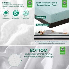 img 1 attached to 🛏️ TEKAMON 3-Inch Full Size Memory Foam Mattress Topper - High Density Gel-Infused Cooling Foam with Bamboo Fiber Cover (Removable & Washable)