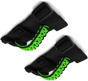 img 2 attached to 🚙 Jade Onlines Jeep Grab Handles - 2 Pieces, Red Roll Bar Paracord Grip Handles for Jeep Wrangler YJ CJ TJ JK JKU JL JLU with 3 Straps and Woven Handle (Green)