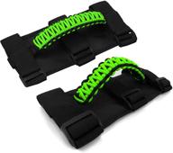 🚙 jade onlines jeep grab handles - 2 pieces, red roll bar paracord grip handles for jeep wrangler yj cj tj jk jku jl jlu with 3 straps and woven handle (green) logo