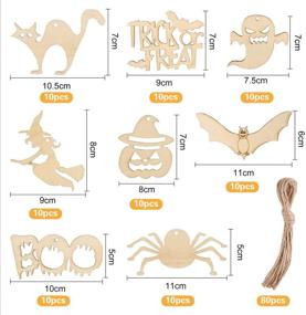 img 3 attached to 🎃 Halloween Wooden Slices: 80 Pcs Chrorine Wooden Tags for Hanging Ornaments, DIY Crafts, Party Decoration