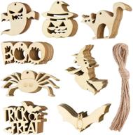 🎃 halloween wooden slices: 80 pcs chrorine wooden tags for hanging ornaments, diy crafts, party decoration logo