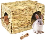 🐇 organic grass hideaway retreat for rabbits, guinea pigs, and small animals; handcrafted xl playhouse; foldable natural grass hut with entrances; safe & cozy toy home for playtime and rest логотип