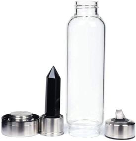 img 1 attached to Black Obsidian Crystal Water Bottle - Infused Elixir with Natural Wellness Healing Benefits - Glass/Stainless Steel Construction