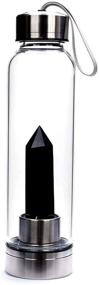 img 3 attached to Black Obsidian Crystal Water Bottle - Infused Elixir with Natural Wellness Healing Benefits - Glass/Stainless Steel Construction