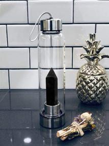 img 2 attached to Black Obsidian Crystal Water Bottle - Infused Elixir with Natural Wellness Healing Benefits - Glass/Stainless Steel Construction