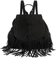 🎒 lui sui women backpack purse: trendy suede fringed tassel shoulder bag for fashionable travel logo