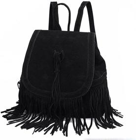 img 2 attached to 🎒 LUI SUI Women Backpack Purse: Trendy Suede Fringed Tassel Shoulder Bag for Fashionable Travel