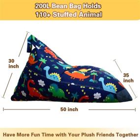 img 1 attached to 🦖 Dinosaur Stuffed Animal Storage Bean Bag Chair - Jorbest Bean Bag Cover Only for Kids and Adults, 200L/52 Gal Dinosaur Bean Bag Chair